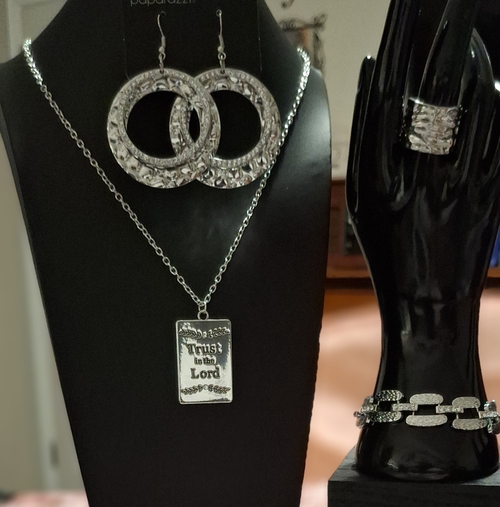 Paparazzi Silver Textured Hoop Earrings